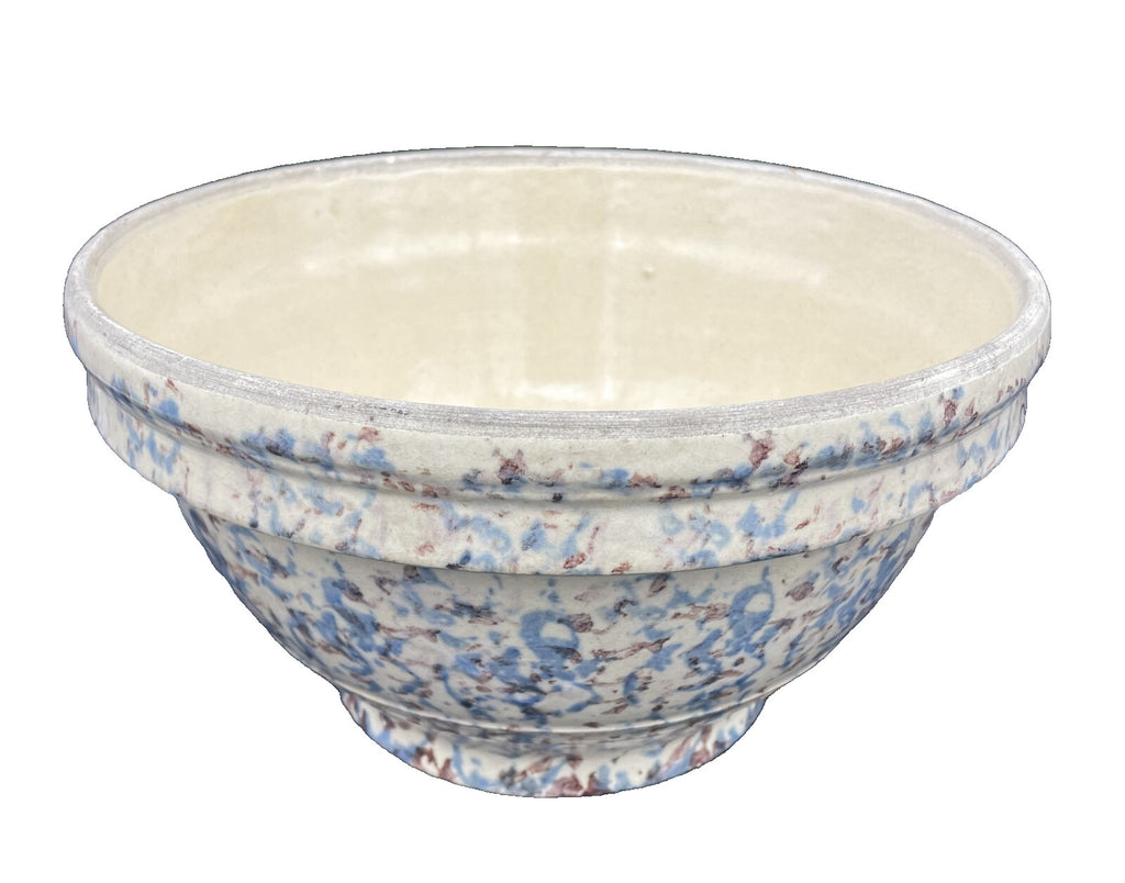 Antique Primitive Pottery Spongeware Mixing Bowl 10" x 5.75 Beautiful!