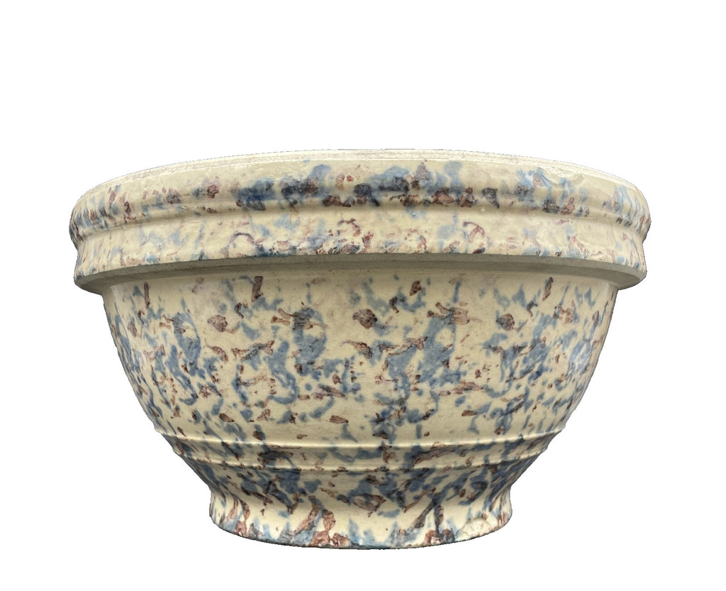 Antique Primitive Pottery Spongeware Mixing Bowl 10" x 5.75 Beautiful!