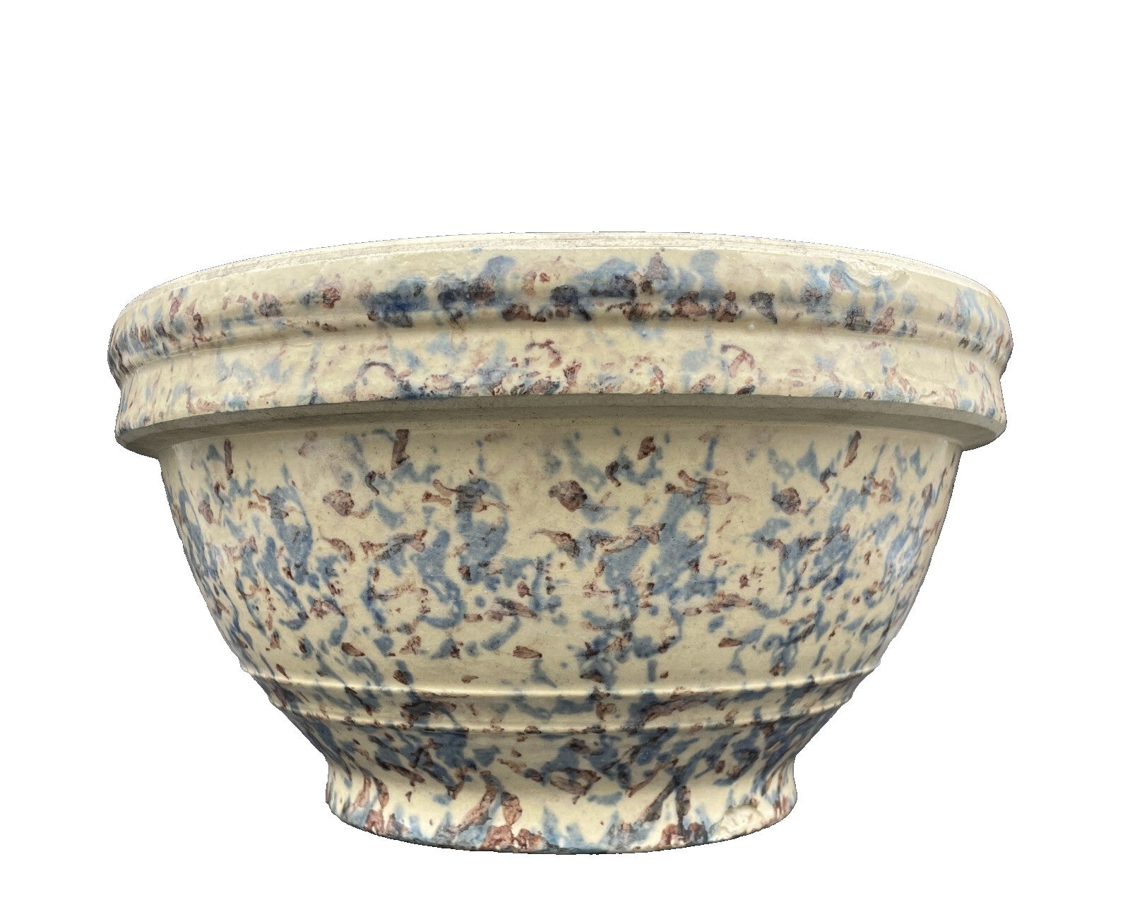 Antique Primitive Pottery Spongeware Mixing Bowl 10" x 5.75 Beautiful!