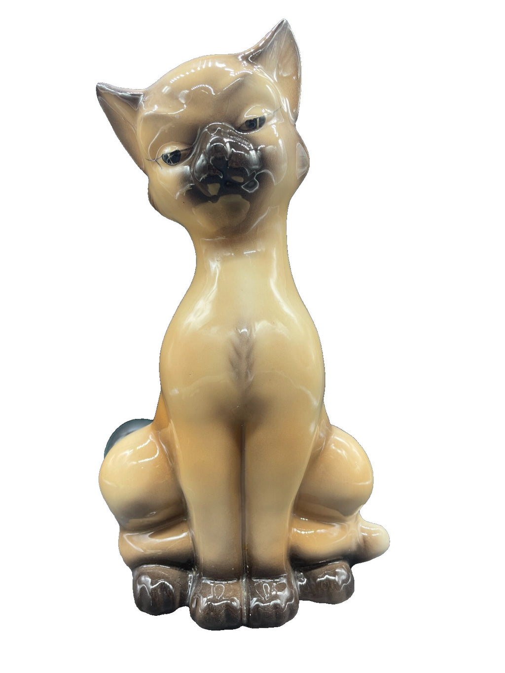 Vintage 1950s Maddux of California Siamese Cat TV Lamp - Mid-Century Ceramic 12"
