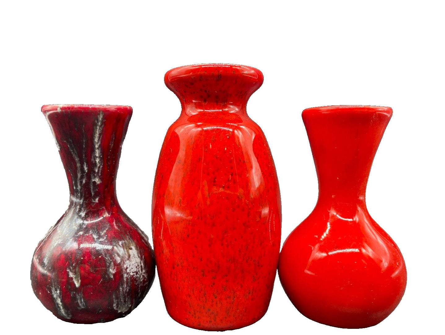 YATES Mid-Century Miniature Art Pottery 3pcs Red 1960-70's