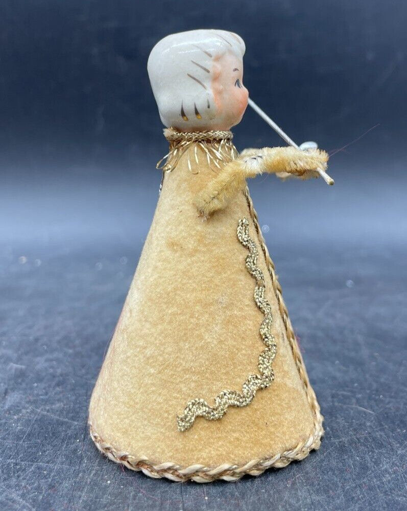 Vintage Cardboard Ceramic Head Primitive Angel Putz Figurine Christmas Ornament
