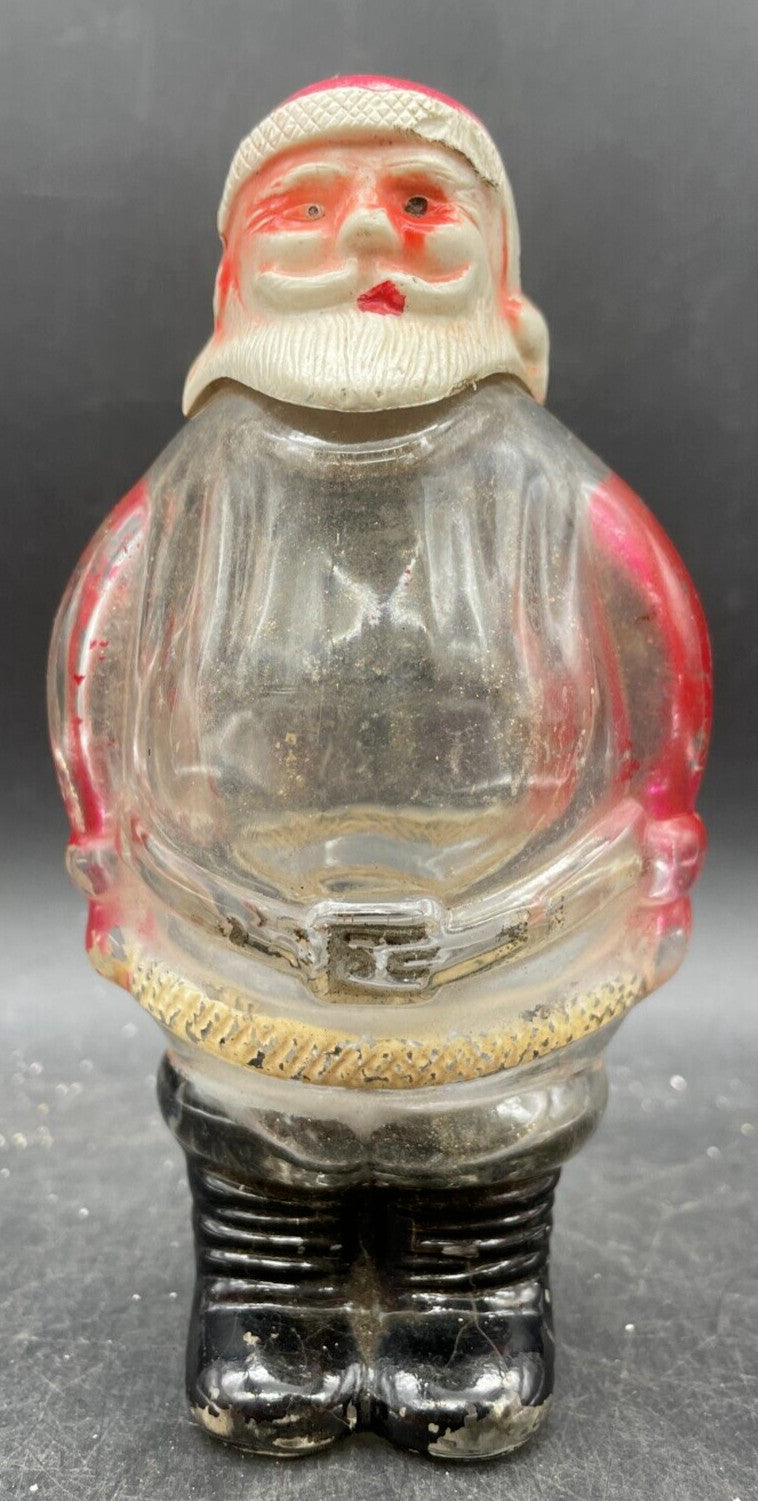 Vintage 1940s Millstein Santa Claus Glass Candy Container - Jeannette PA Christmas