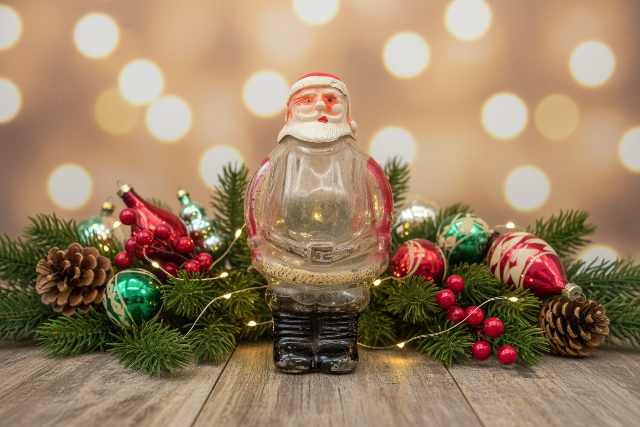 Vintage 1940s Millstein Santa Claus Glass Candy Container - Jeannette PA Christmas