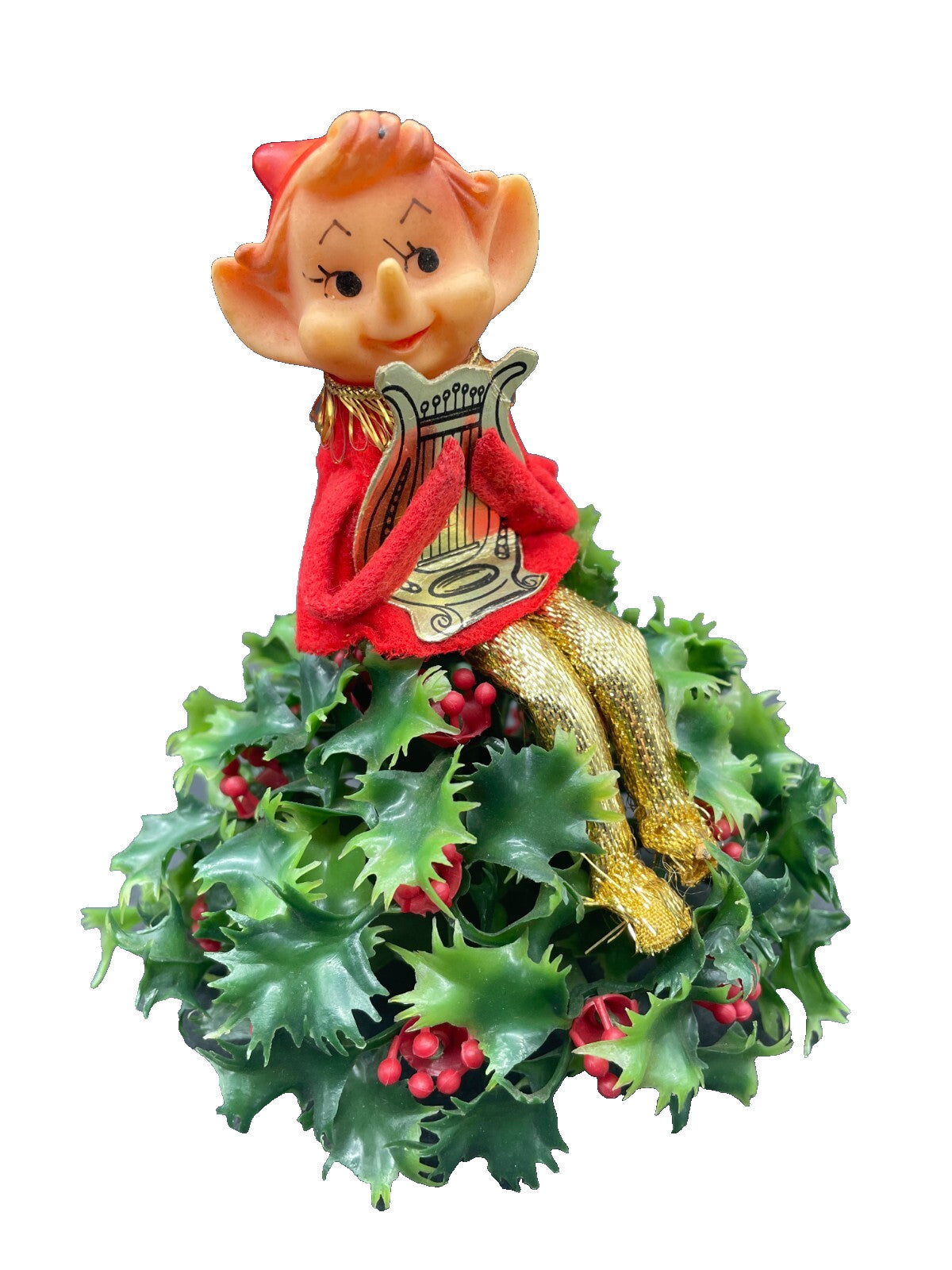 Vintage Knee Hugger Elf Holly Christmas Décor