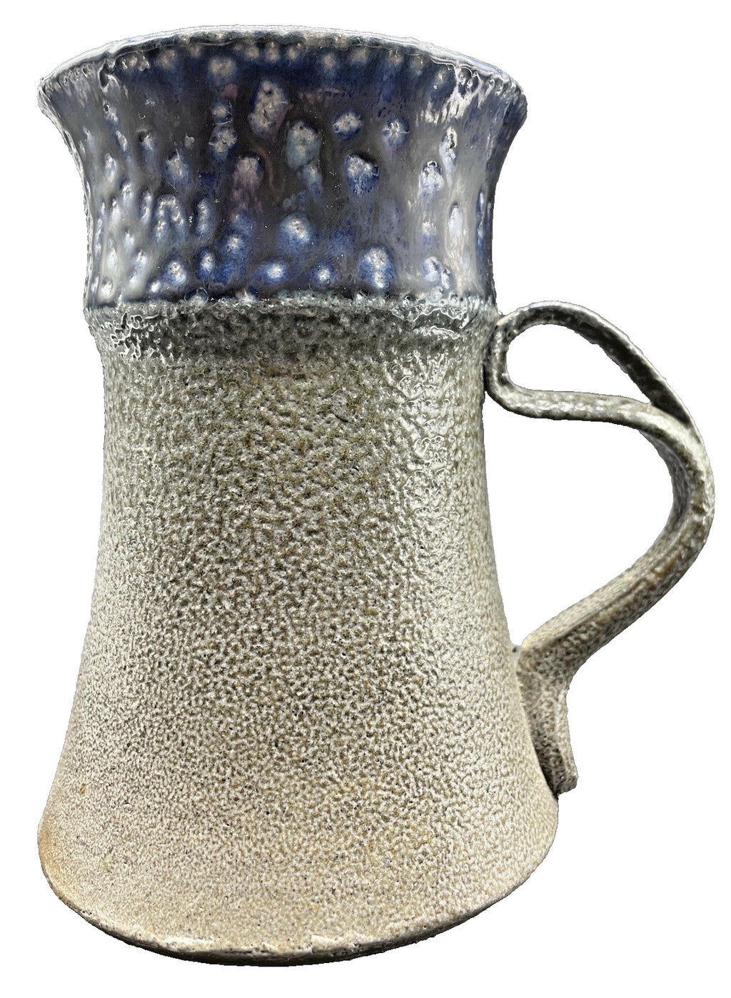 Signed Studio Art Pottery Mug with Double Curved Handle - Multicolor Stoneware
