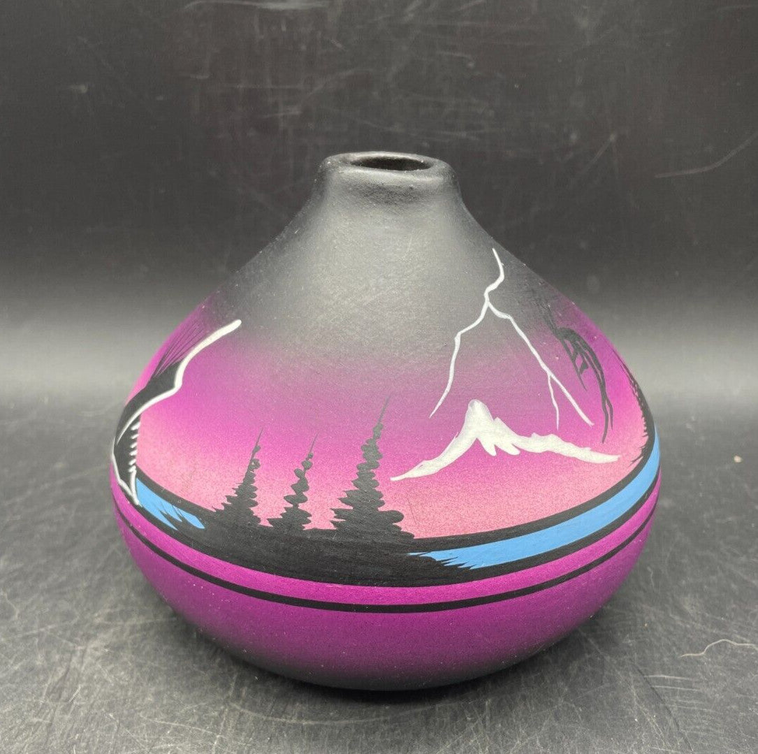 Native American Pottery Navajo Signed Vase Bowl Folk Art