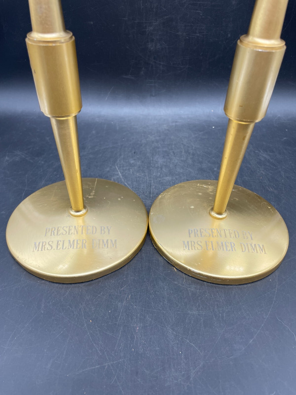 Vintage Brass Altar Candlesticks Pair - Handmade Church Candle Holders 12.25"