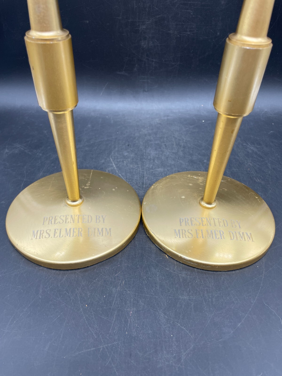 Vintage Brass Altar Candlesticks Pair - Handmade Church Candle Holders 12.25"