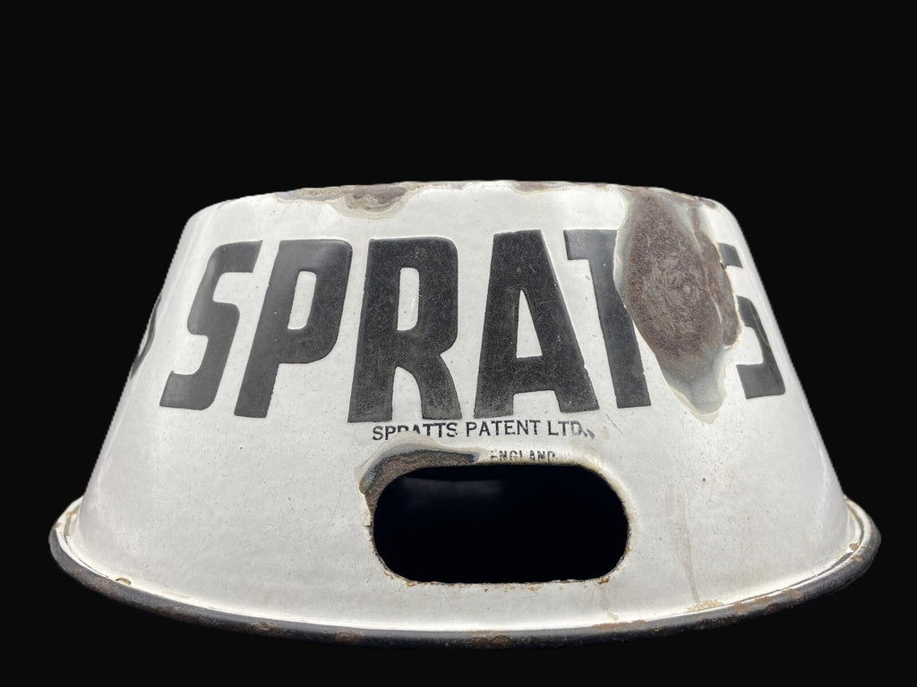 Rare 1920s Spratt's Enamel Advertising Dog Bowl - Iconic Terrier Logo
