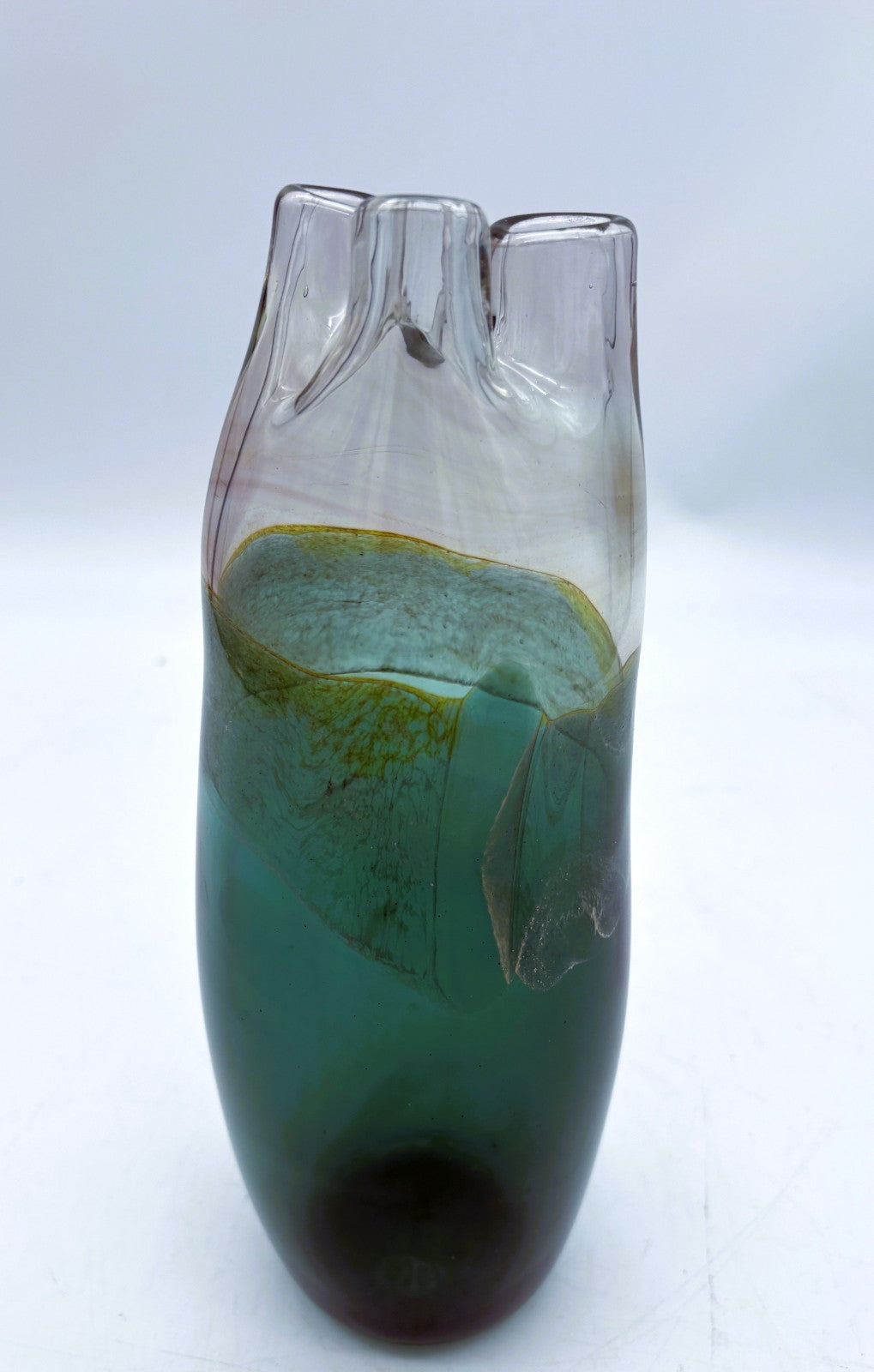 CRAIG ZWEIFEL Hand Blown Art Glass VASE Studio Art Early 1973 Triple Neck Vase