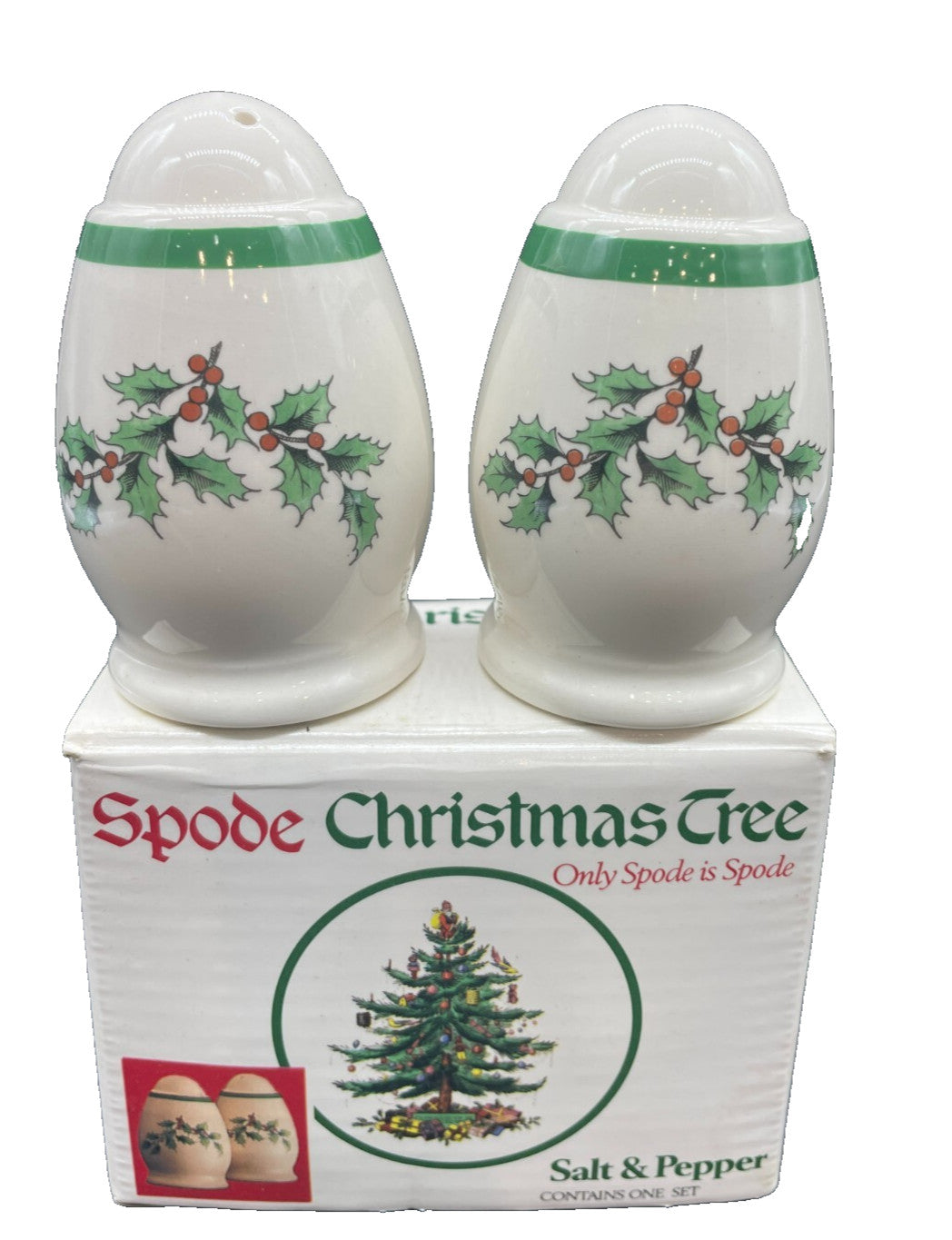 Vintage Spode Christmas Tree Salt & Pepper Shakers - England