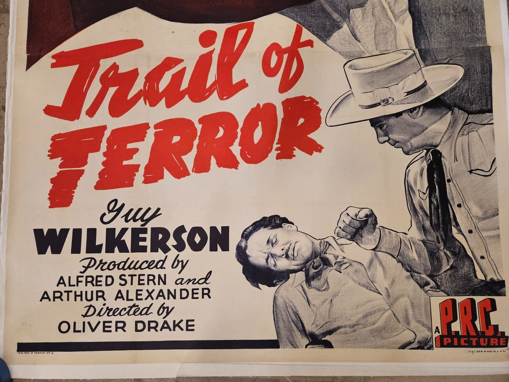 Rare 1948 Trail of Terror Movie Poster - Huge 6.5 Foot Lithograph Linen-Mounted Western