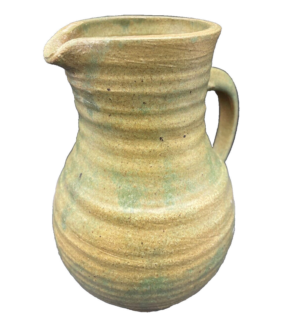 Vintage Studio Pottery Vase Pitcher Signed by Carmon - Handmade Earth Tone 7.5"