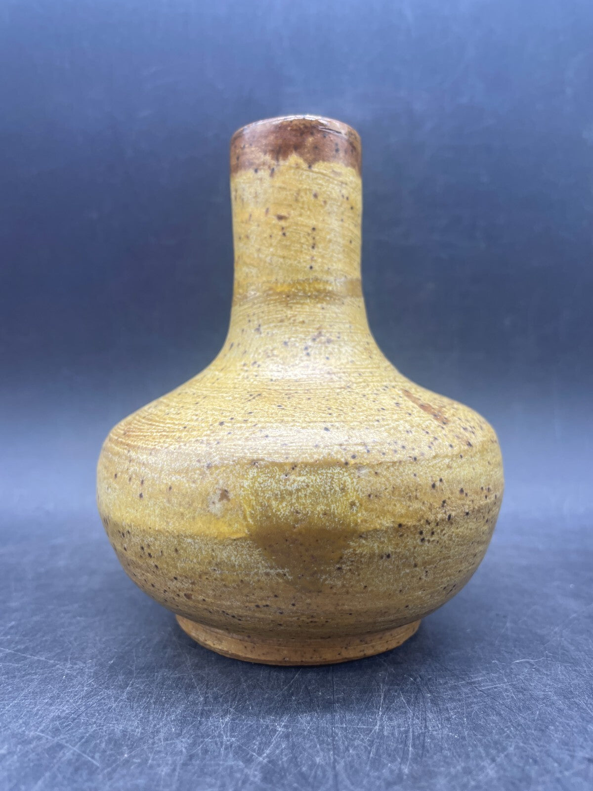 Signed Studio Art Pottery Vase - Neutral Beige Ceramic 4.5" Handmade
