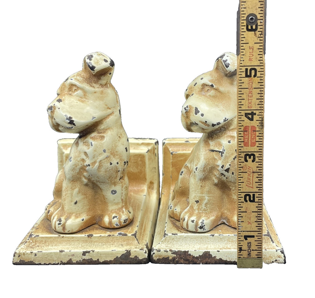 Antique Littco Cast Iron Puppy Bookends - 1920s Littlestown Foundry PA