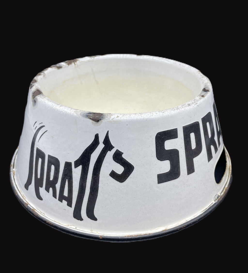 Rare 1920s Spratt's Enamel Advertising Dog Bowl - Iconic Terrier Logo