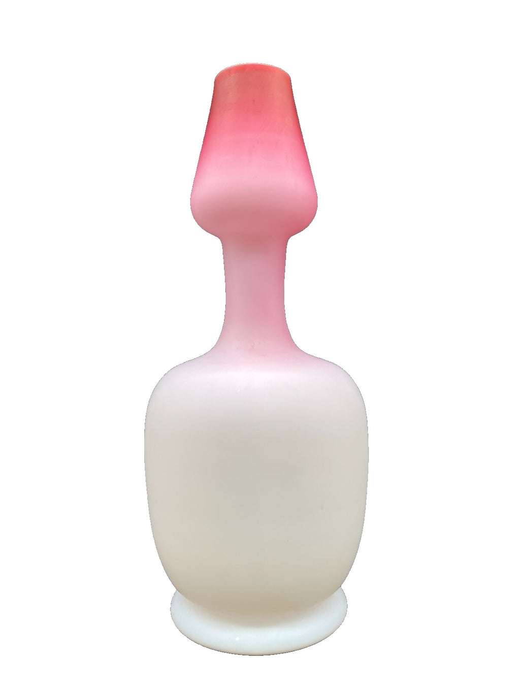 Bohemian Victorian Peach Blow Satin Glass Vase - Pink Cased Double Gourd 8"