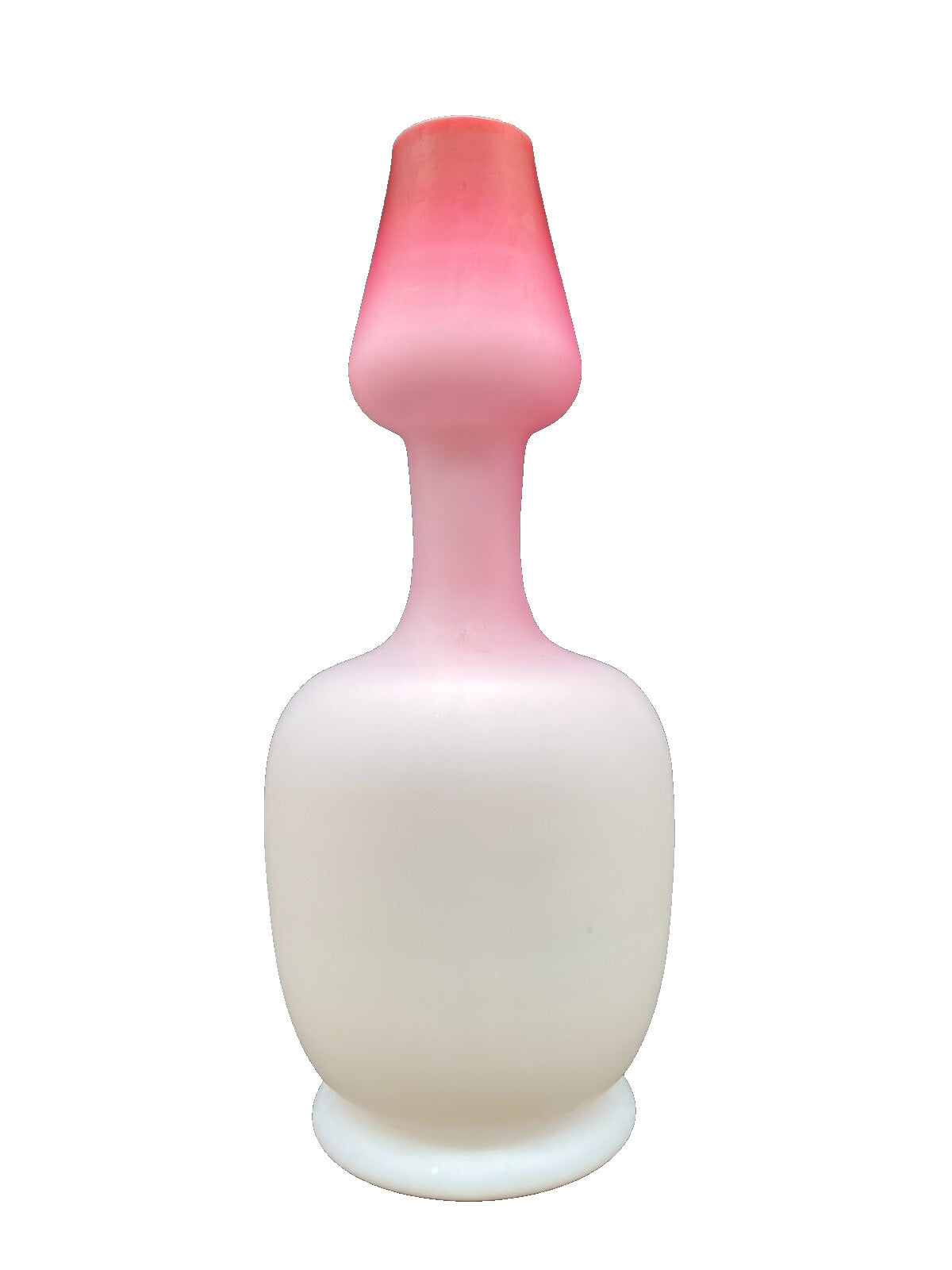 Bohemian Victorian Peach Blow Satin Glass Vase - Pink Cased Double Gourd 8"