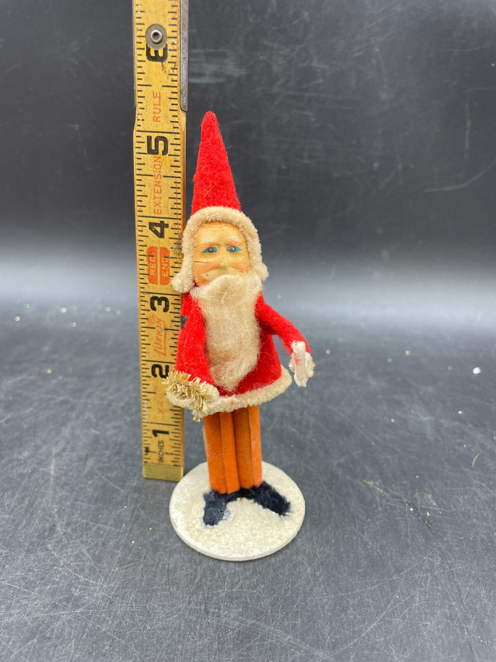 Vintage Belsnickle Santa Putz Figurine - Celluloid Face Japan 5" Tall