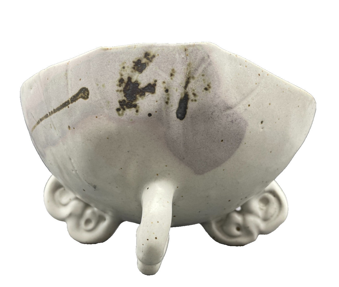 Signed Art Pottery Footed Bowl - Multicolor Glazed Stoneware