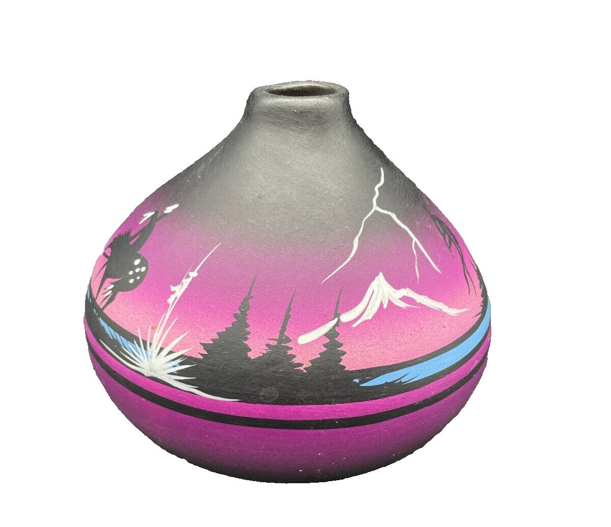 Native American Pottery Navajo Signed Vase Bowl Folk Art