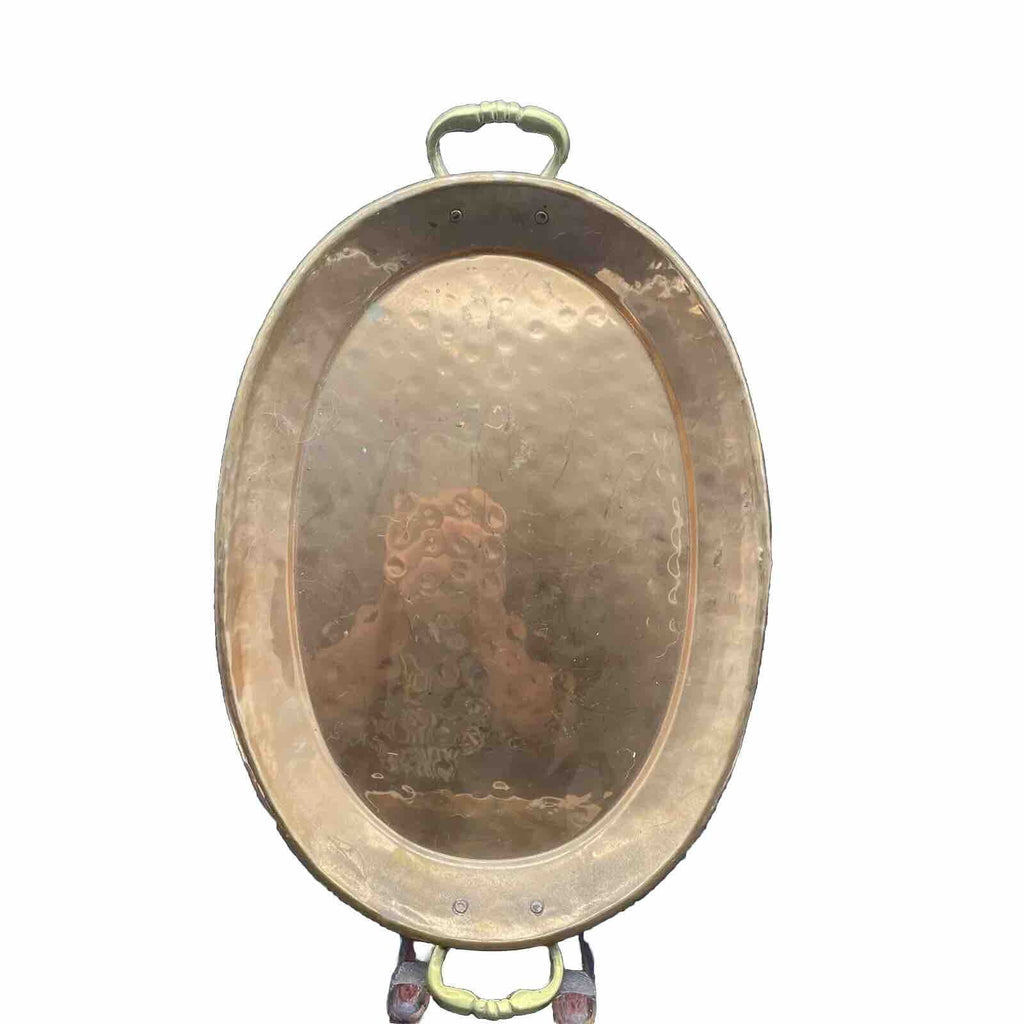 Copper Serving Tray with Handles - 16x10 Hammered Finish Cafe Style