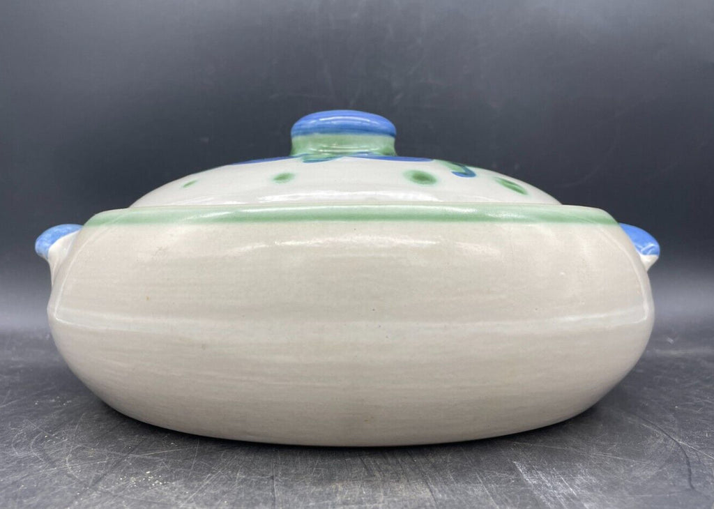 Vintage M.A. Hadley Pottery Covered Casserole - Blueberry Bouquet Signed 8"