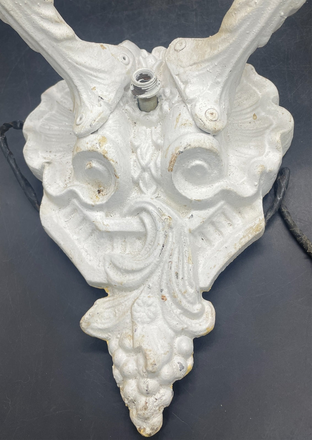 Antique Cherub Angel Wall Sconce Lights - Cast Metal Pair 15" Tall