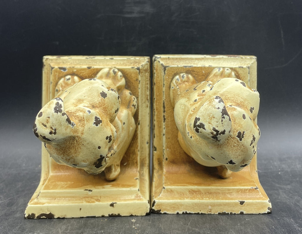 Antique Littco Cast Iron Puppy Bookends - 1920s Littlestown Foundry PA