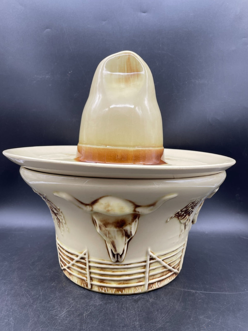 Vintage 1960 McCoy El Rancho Sombrero Serve All Chip & Dip Bowl - USA