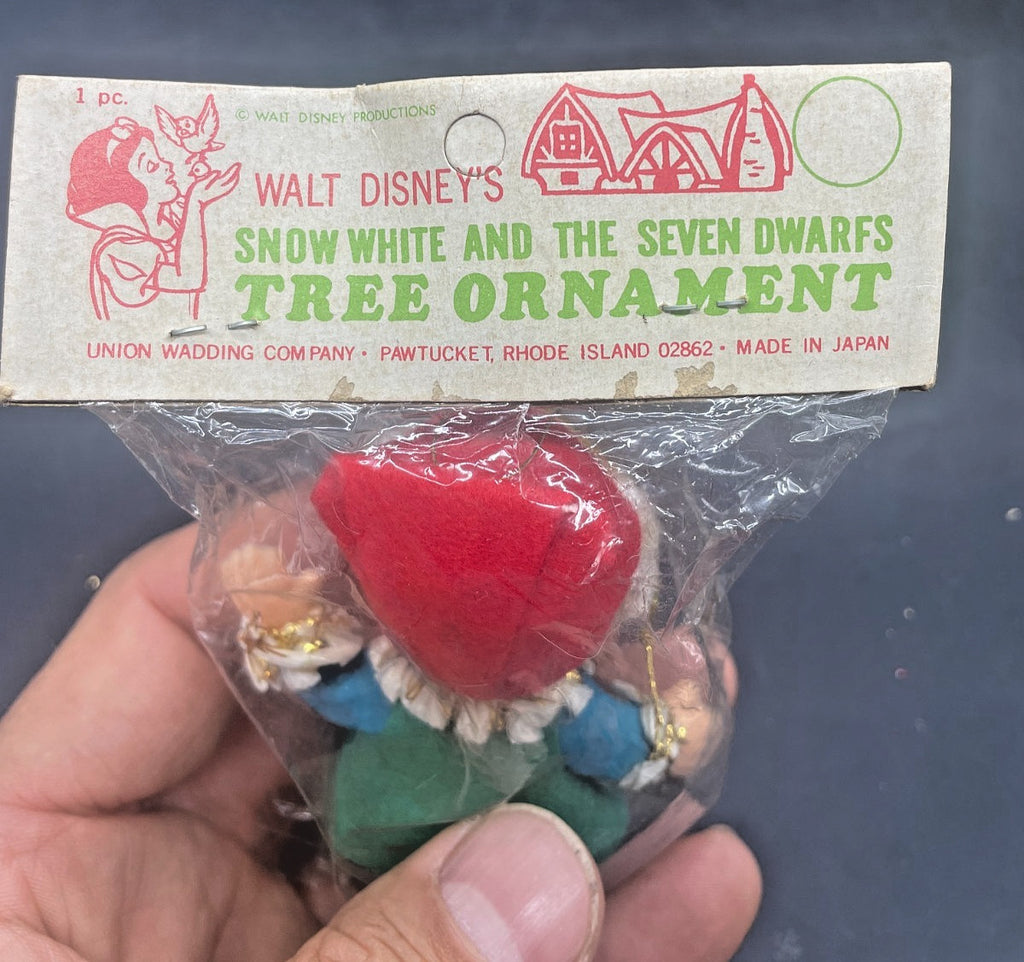 Vintage New Old Stock Walt Disney Snow White Seven Dwarfs Ornament in Original Package