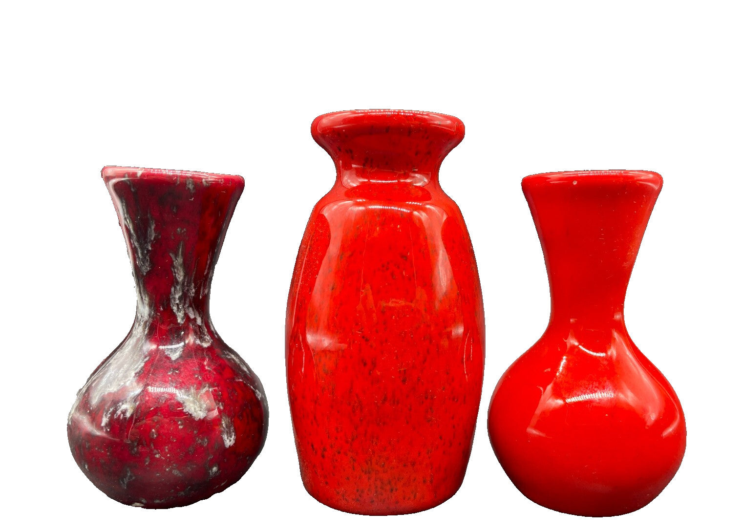 YATES Mid-Century Miniature Art Pottery 3pcs Red 1960-70's