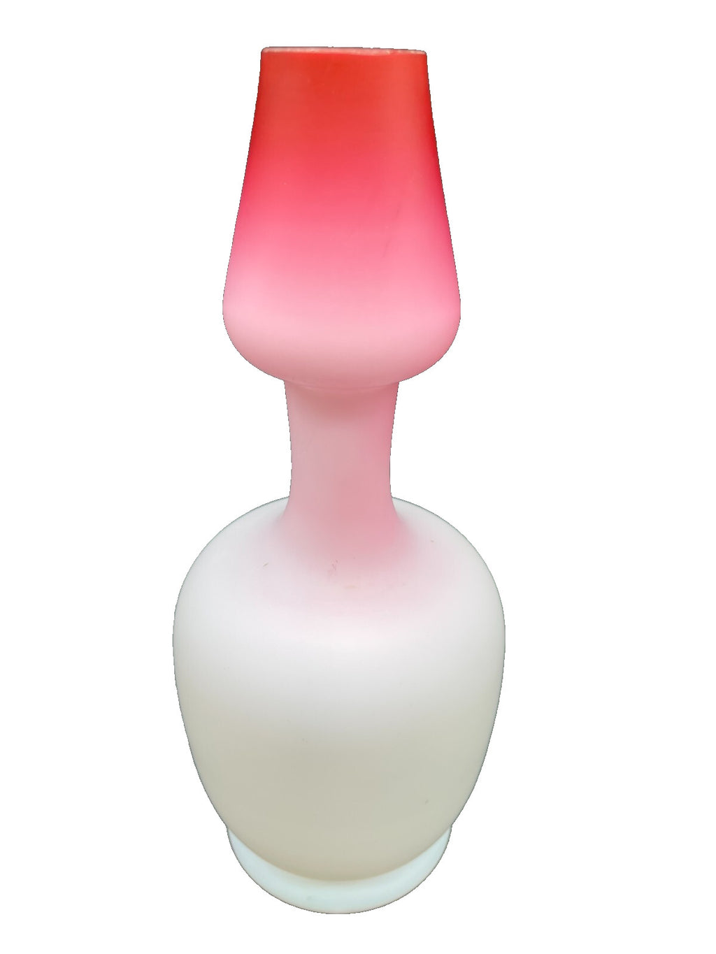 Bohemian Victorian Peach Blow Satin Glass Vase - Pink Cased Double Gourd 8"