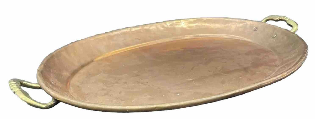 Copper Serving Tray with Handles - 16x10 Hammered Finish Cafe Style