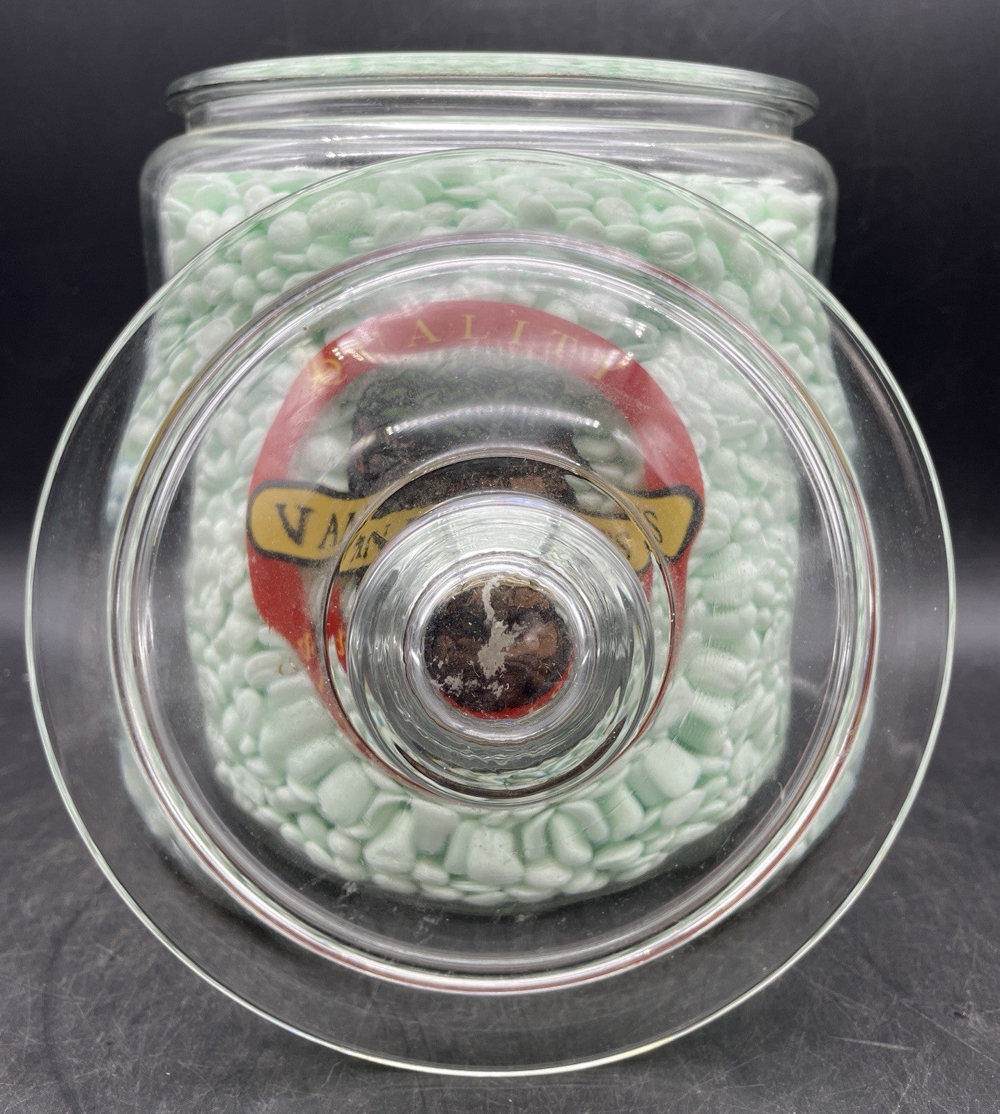 Vintage Van Holten's Glass Pickle Jar Large Keg Barrel Lid Cookie Jar