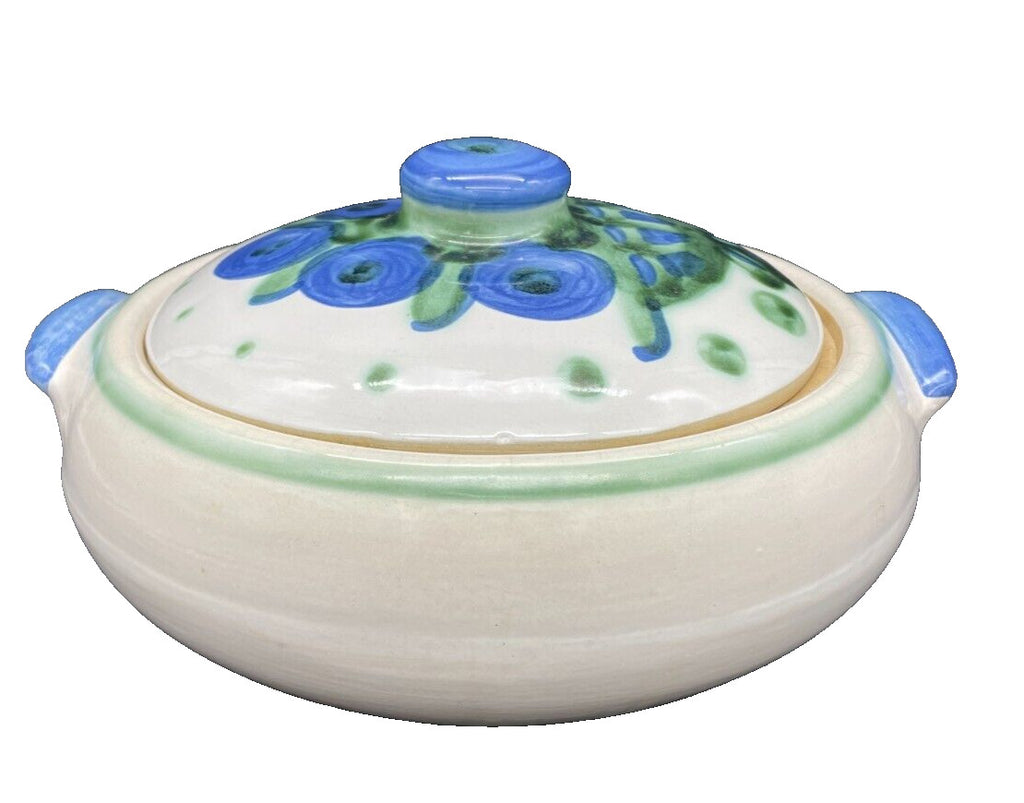 Vintage M.A. Hadley Pottery Covered Casserole - Blueberry Bouquet Signed 8"