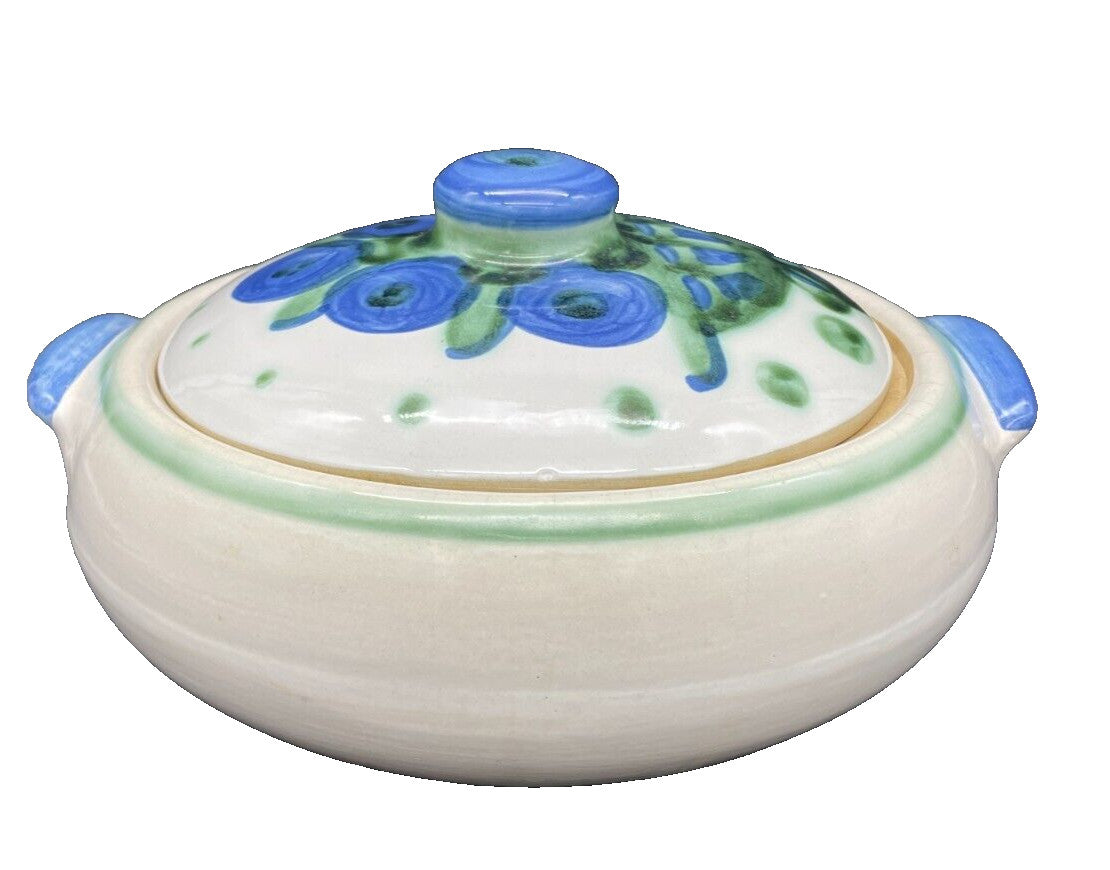 Vintage M.A. Hadley Pottery Covered Casserole - Blueberry Bouquet Signed 8"