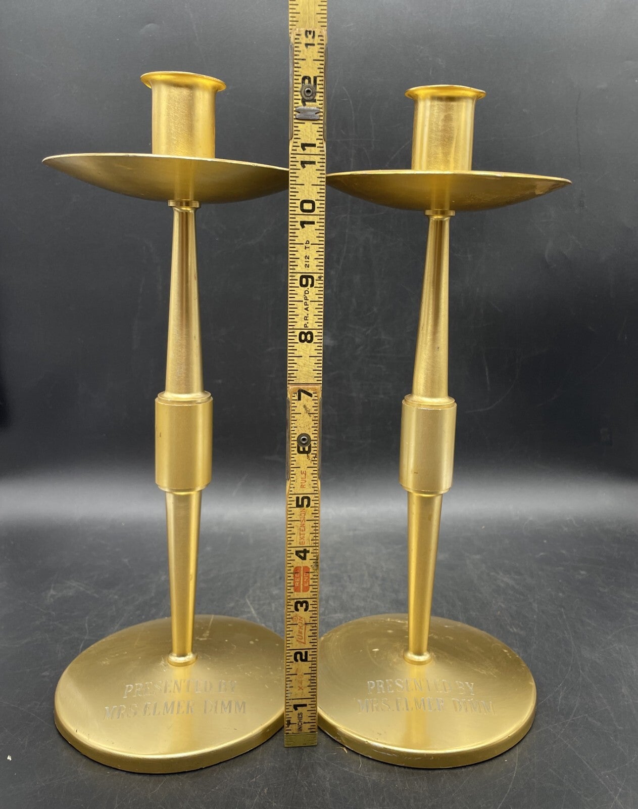 Vintage Brass Altar Candlesticks Pair - Handmade Church Candle Holders 12.25"