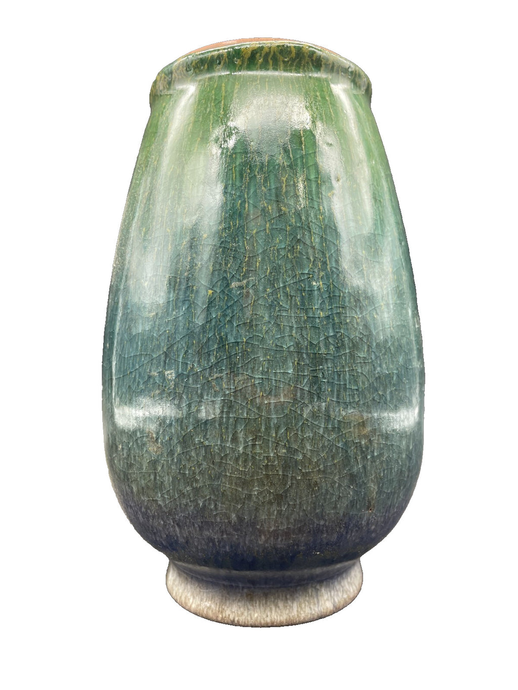 Paul Mort Signed Art Pottery Vase - 7" Vintage Multicolor Purple to Green