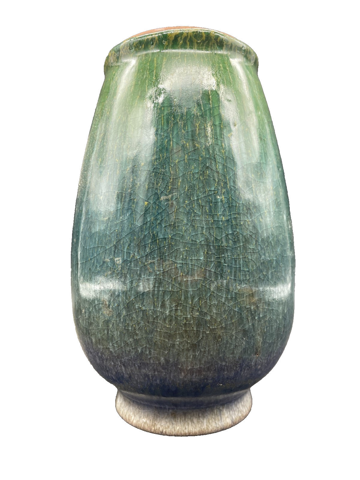 Paul Mort Signed Art Pottery Vase - 7" Vintage Multicolor Purple to Green