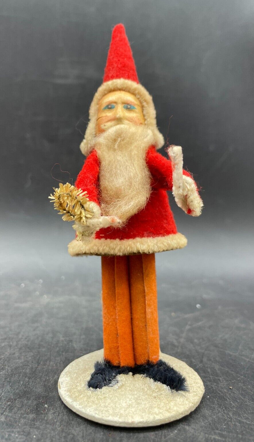 Vintage Belsnickle Santa Putz Figurine - Celluloid Face Japan 5" Tall