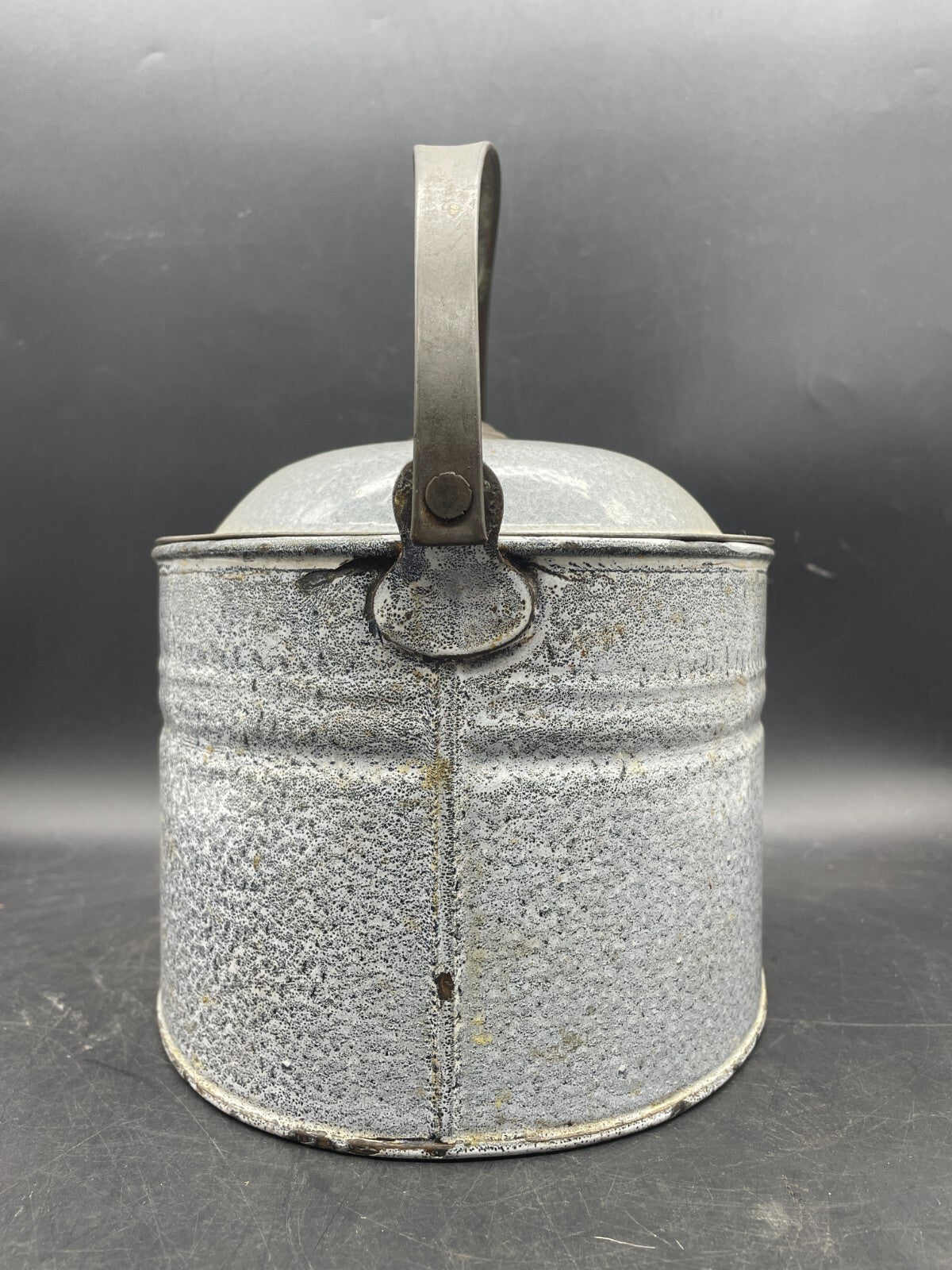 Antique Grey Gray Graniteware Enamelware Butter Storage Bucket Lunch Box Pail