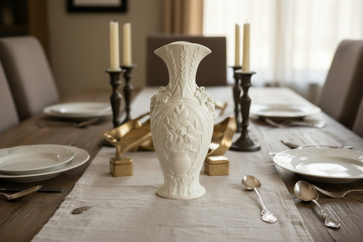 1847-1858  Bennington Parian Vase Roses & Grapes