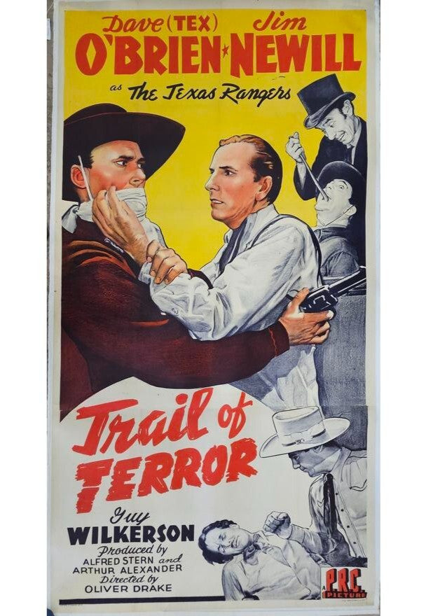 Rare 1948 Trail of Terror Movie Poster - Huge 6.5 Foot Lithograph Linen-Mounted Western