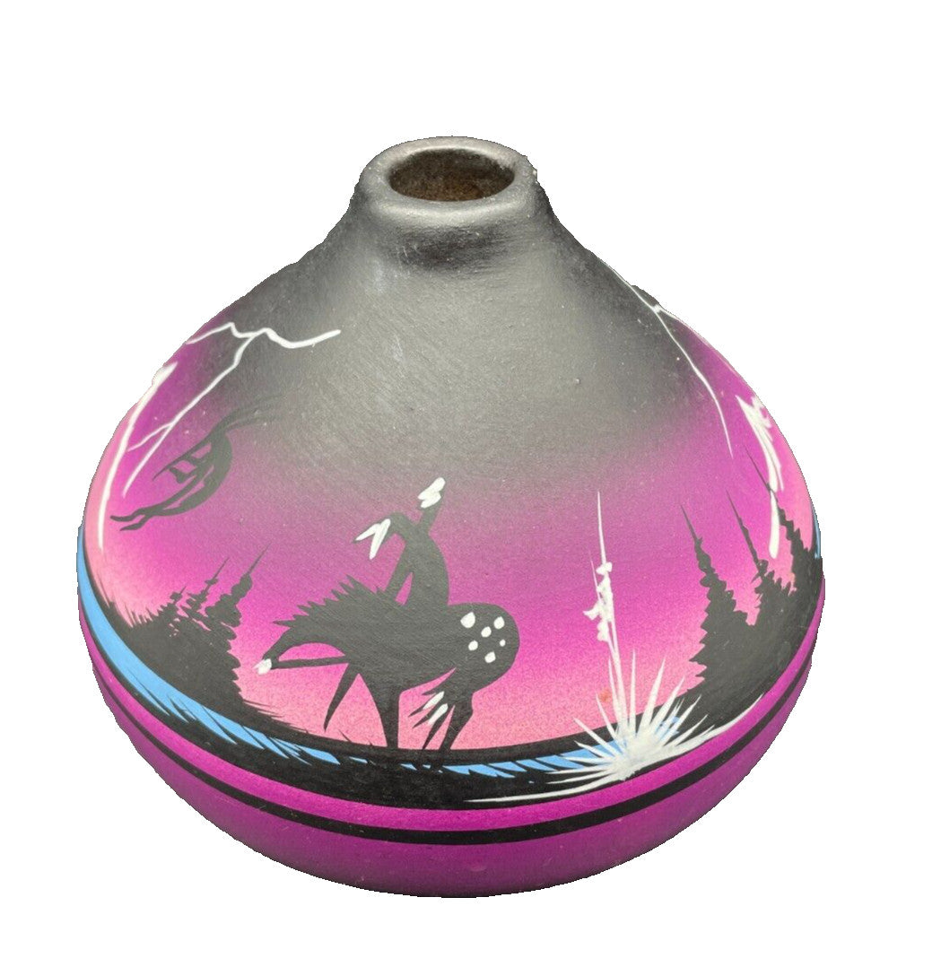 Native American Pottery Navajo Signed Vase Bowl Folk Art