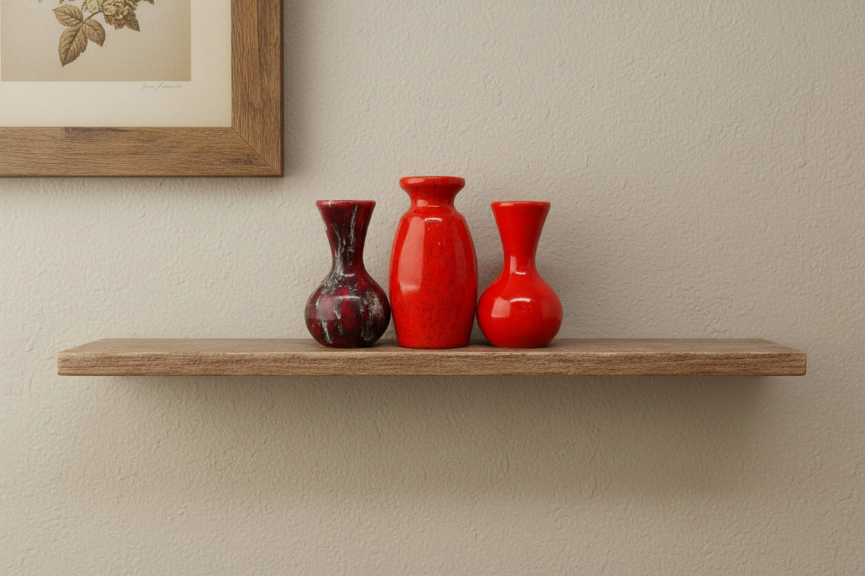 YATES Mid-Century Miniature Art Pottery 3pcs Red 1960-70's