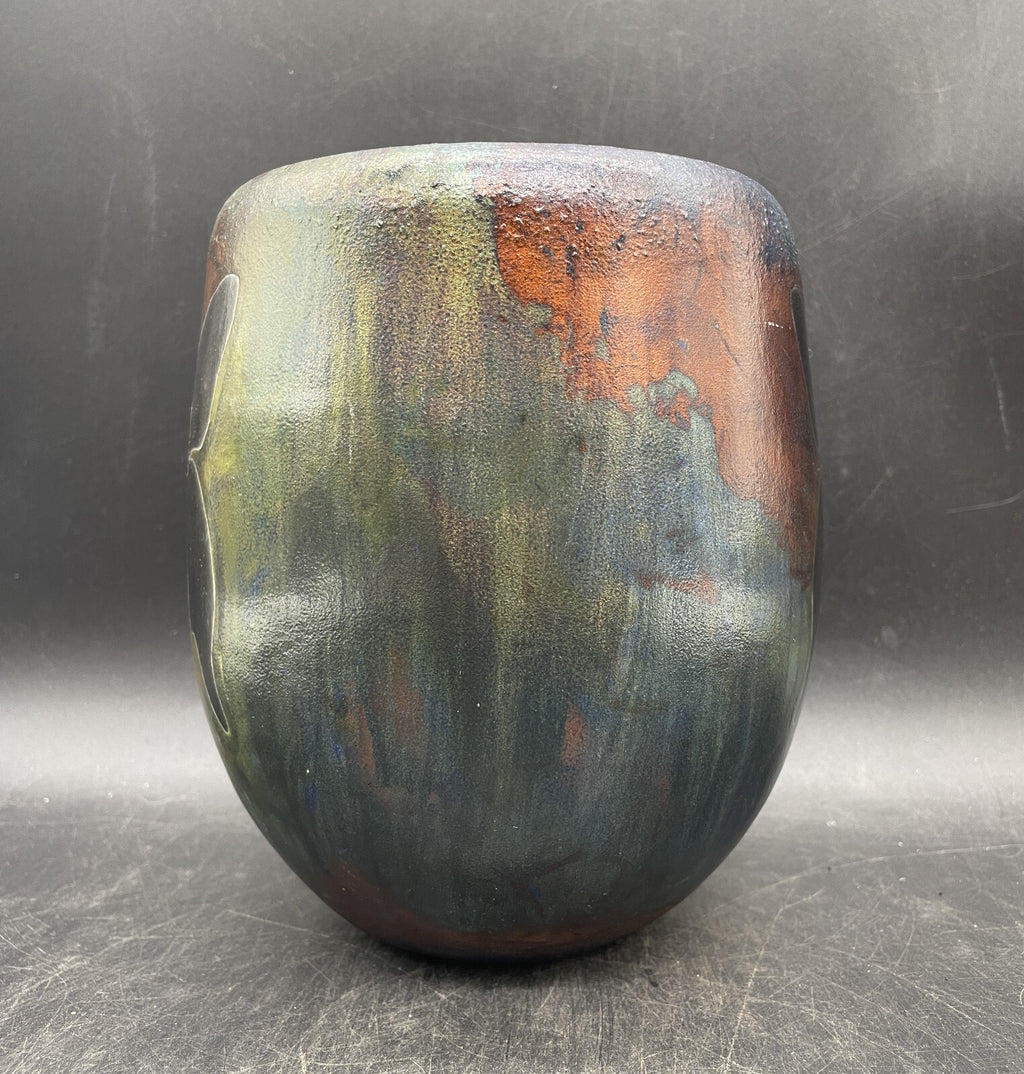 Harold Long Raku Pottery Vase American Butterfly