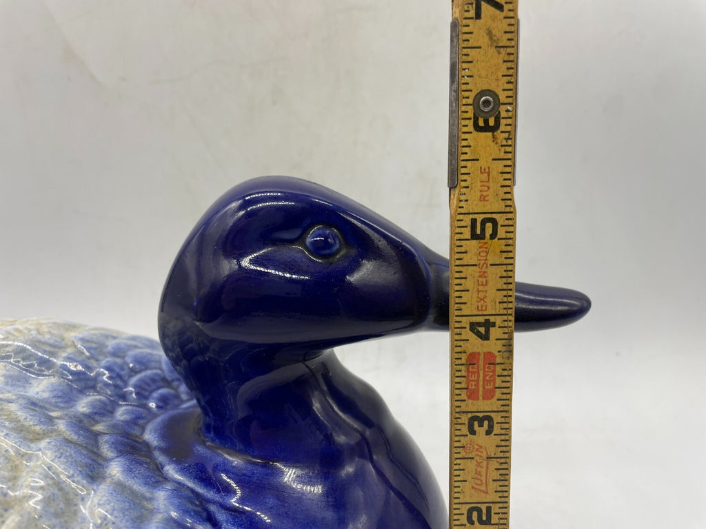 Rare Staffordshire Flow Blue Duck Figurine - Victoria Crest 12" Long
