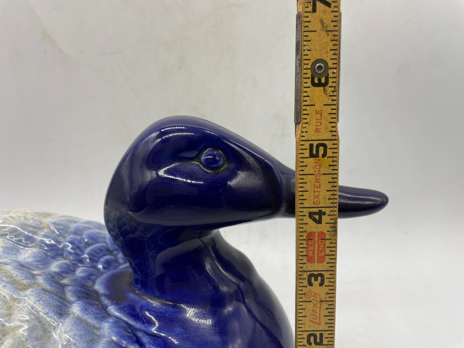 Rare Staffordshire Flow Blue Duck Figurine - Victoria Crest 12" Long